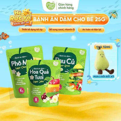 Combo bữa phụ bánh ăn dặm cho bé Mămmy gồm bánh phô mai, hoa quả tươi và rau củ - gói 25gr