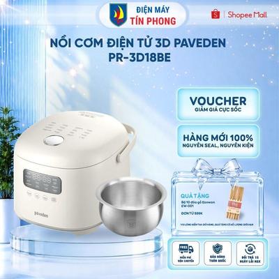 Nồi cơm điện tử 3D PAVEDEN PR-3D18BE 1.8L – Nấu cơm ngon, 9 chế độ nấu đa năng, giữ ấm lâu