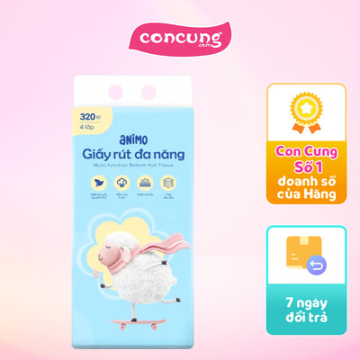 Khăn giấy rút đáy cao cấp Animo (320 tờ)