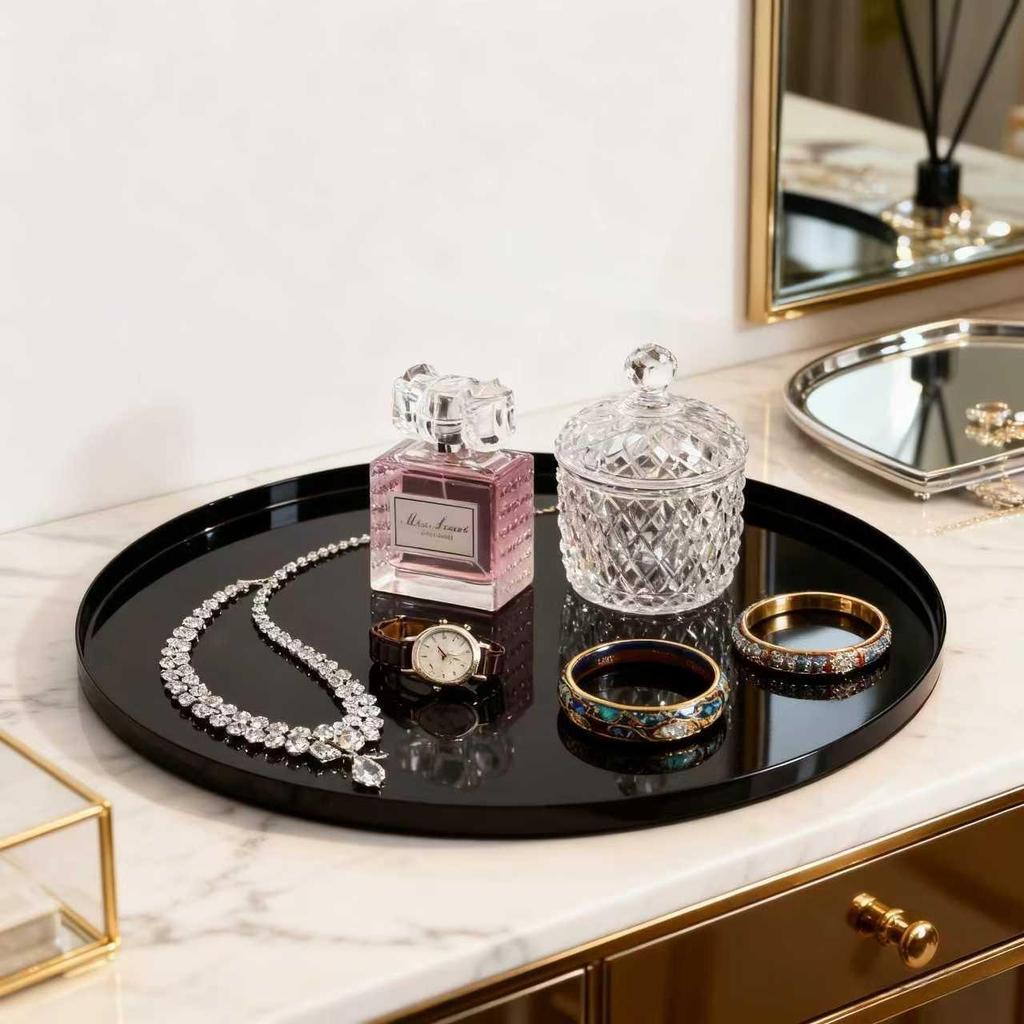 AGQ2 Simple modern minimalist black titanium tray metal tray ornament for coffee table, TV cabinet, 