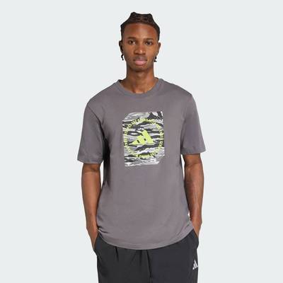 adidas Phong cách sống Áo Thun Graphic Rằn Ri Nam Xám KB7317