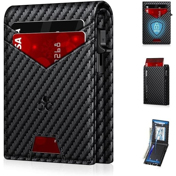 Wallet for Men RFID Blocking Minimalist Card Holder Wallet for 12-14 Cards | Slim Bifold Smart Walle