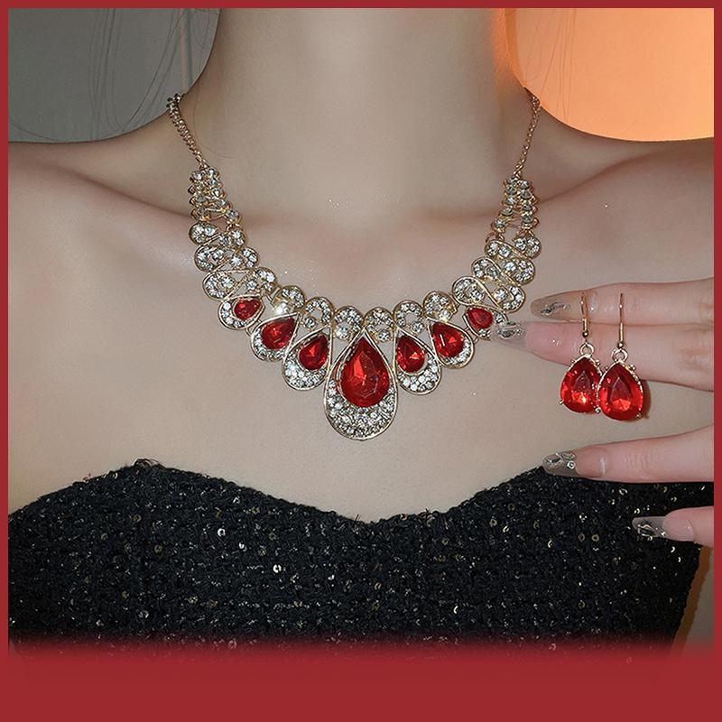 Cod Jewelry Set thời trang kim loại Sparkle Kim Cương Vòng cổ Earring Set đối với người phụ nữ Đảng 