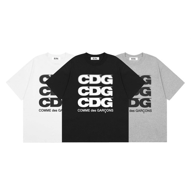 C CDG Rei Kawakubo PLAY Xuân Hè CDG Chấm Chữ Trái Tim In Hình Unisex Áo Thun Ngắn Tay