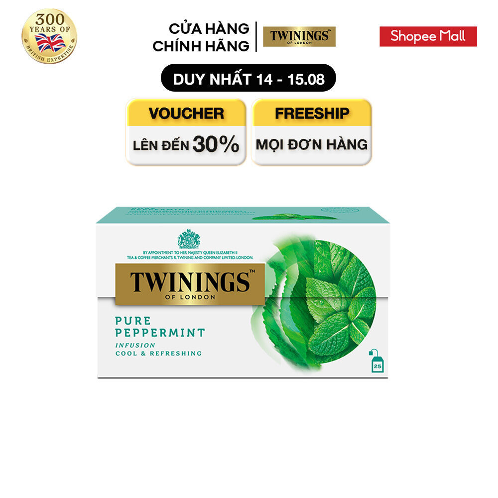 Trà Túi Lọc Bạc Hà Twinings Pure Peppermint - Hộp 25 Gói 2G