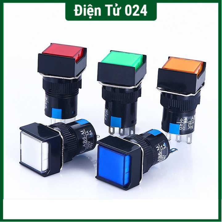 Nút Nhấn Đề Vuông 220VAC AL6 - M Nhấn Nhả Có Đèn