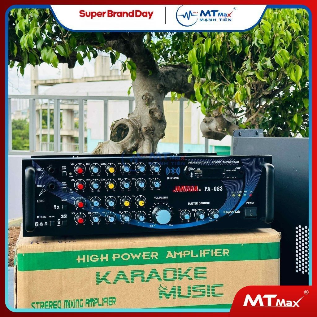 Amply Gia Đình PA083 Công Suất 500W, 8 Sò 2 Kênh Đánh Được Bass 25, Bluetooth 5.0 ,Bảo Hành 12 Tháng