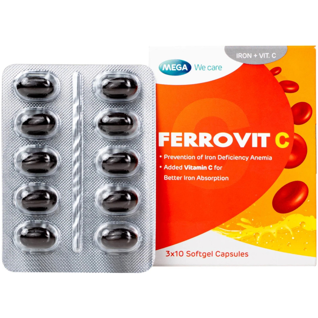 FEROVIT C Viên uống hỗ trợ thiếu máu do thiếu sắt Ferrovit C Mega (Hộp 30 viên)