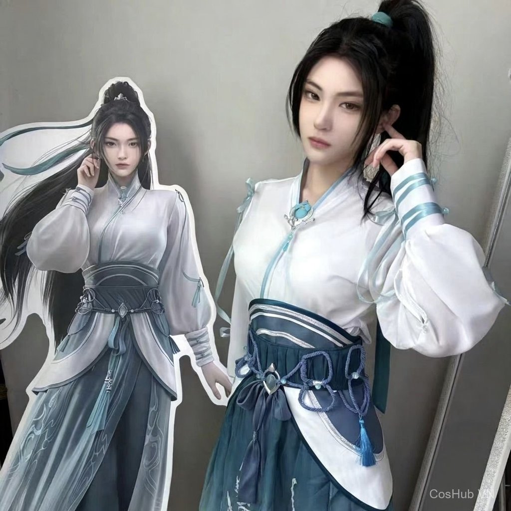 Trang phục cosplay Ning Yao Jian Lai bộ đồ cổ trang nữ kiếm hiệp xanh cao cấp