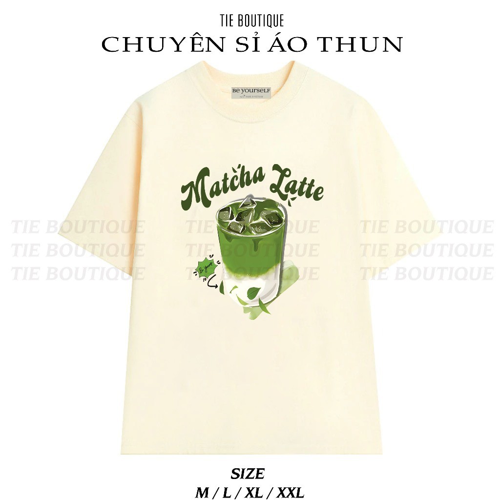 Áo thun MATCHA LATTE Áo Phông Unisex Đủ Size Basic Cực Xinh Trà Xanh Tie Boutique