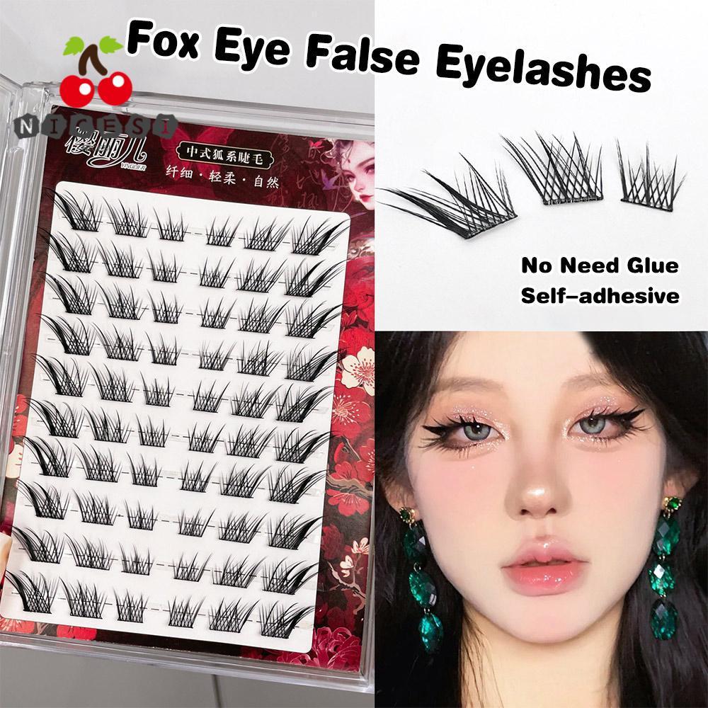 Lông mi giả mắt NICESI, Cụm mi không keo tái sử dụng tự dính, Manga 9-15mm Không cần loại bỏ Cụm mi 
