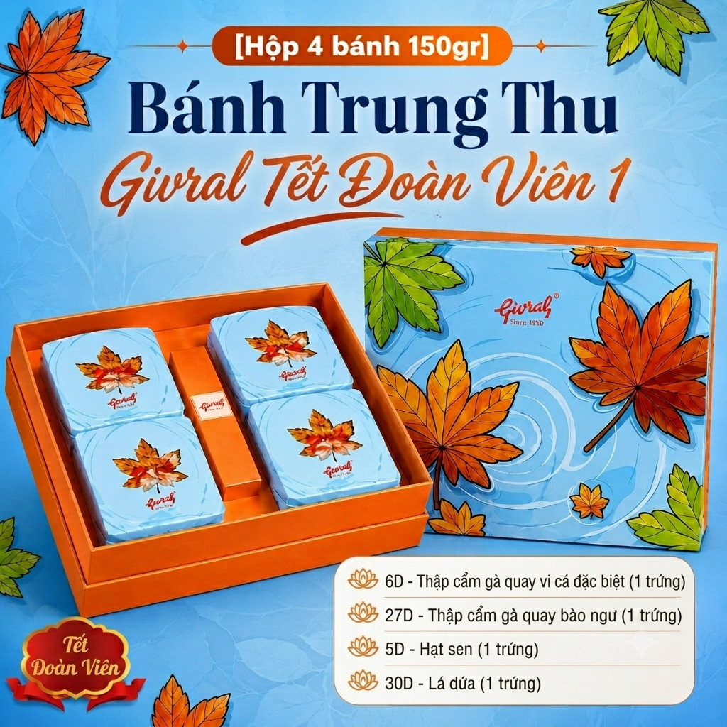 [Hộp 4 bánh 150gr] Bánh Trung Thu Givral Tết Đoàn Viên 1