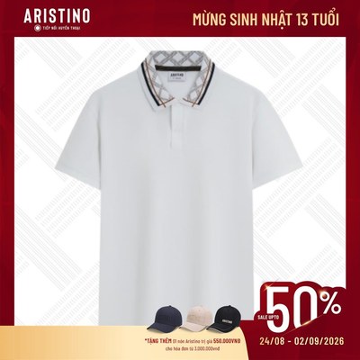 Polo nam Aristino thiết kế đan lát viền cổ thời trang cotton thoáng mát APS604EDP01