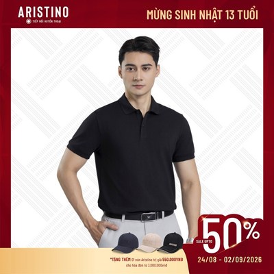 Áo thun polo có cổ ngắn tay ARISTINO regular fit chất liệu Cotton thoáng mát, thiết kế trơn basic