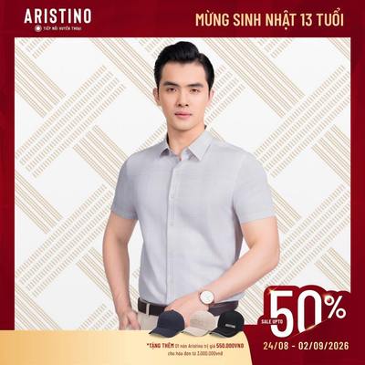 Áo Sơ Mi Nam Tay Ngắn Xám Kẻ Aristino Slim Fit Viscose by bamboo kháng khuẩn mỏng nhẹ mau khô khi giặt ASS080AS3