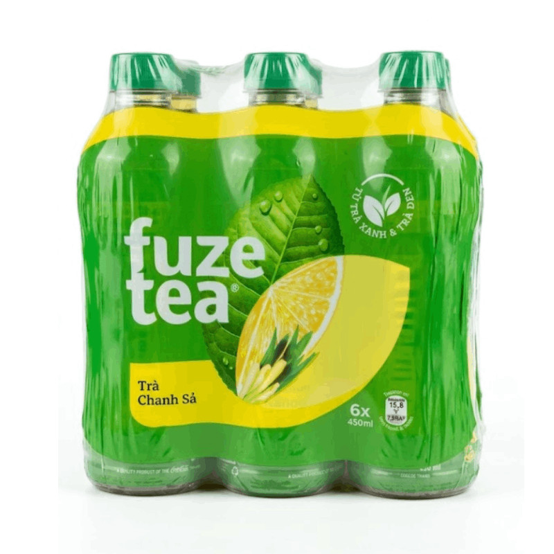 Lô 6 trà chanh sả Fuzetea chai 450ml - 01776