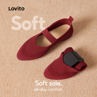 Lovito Giày Búp Bê Đế Mềm Thoáng Khí Nhẹ Và Thoải Mái Kiểu Dáng Hàn Quốc Dành Cho Nữ LFA56359