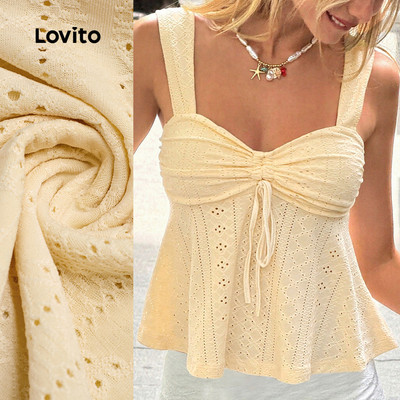 Áo Lovito Kỳ nghỉ mùa xuân/hè màu vàng cho nữ LBL34050