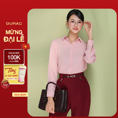 Áo Sơ Mi Nữ GUMAC Lụa Mango Form Suông Tay Dài Công Sở Mềm Mát Thanh Lịch AF04053