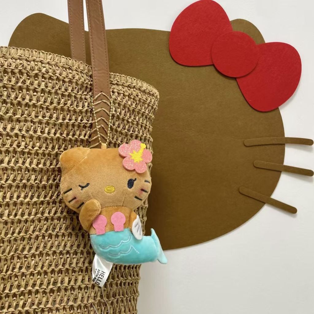 Hello Kitty Plushie Hawaii Mùa Hè Series Mặt Dây Chuyền Dễ Thương Tan Skin Kitty Móc Khóa Túi Quyến 