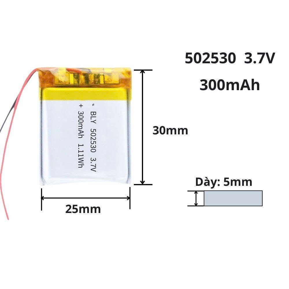 Pin sạc Lipo 3.7V 300mAh 502530