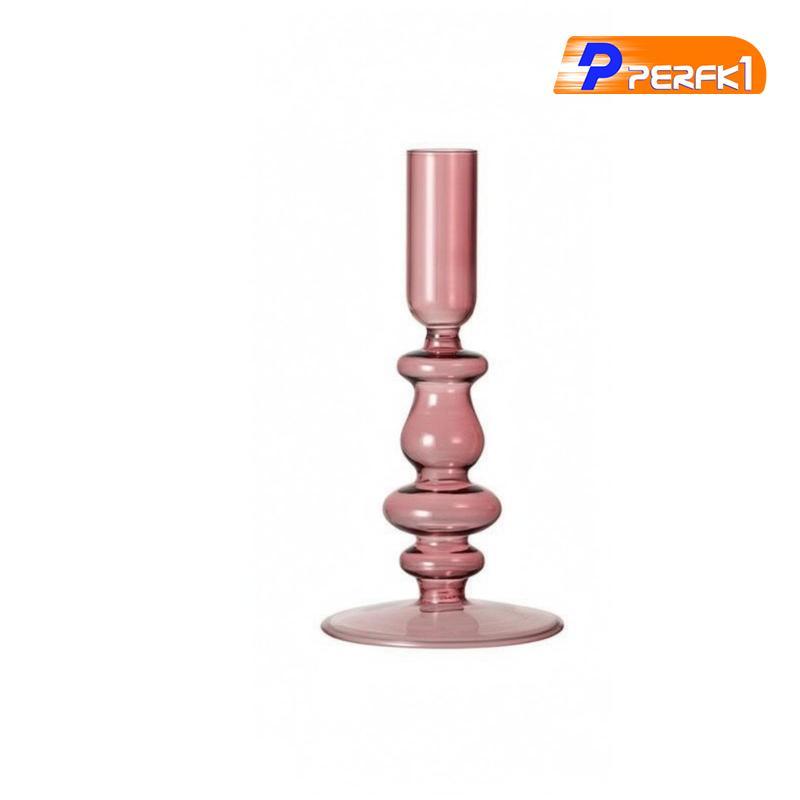 Blowing Glass Candle Holder Hình trụ Top Glass Taper Candle Holder Trang trí bàn Thiết kế thanh lịch