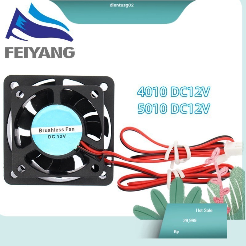 313 Quạt Tản Nhiệt Không Chổi Than 4010 40x40X10 5010mm 50x50x10 2Pin DC 12V Cho Máy In 3D