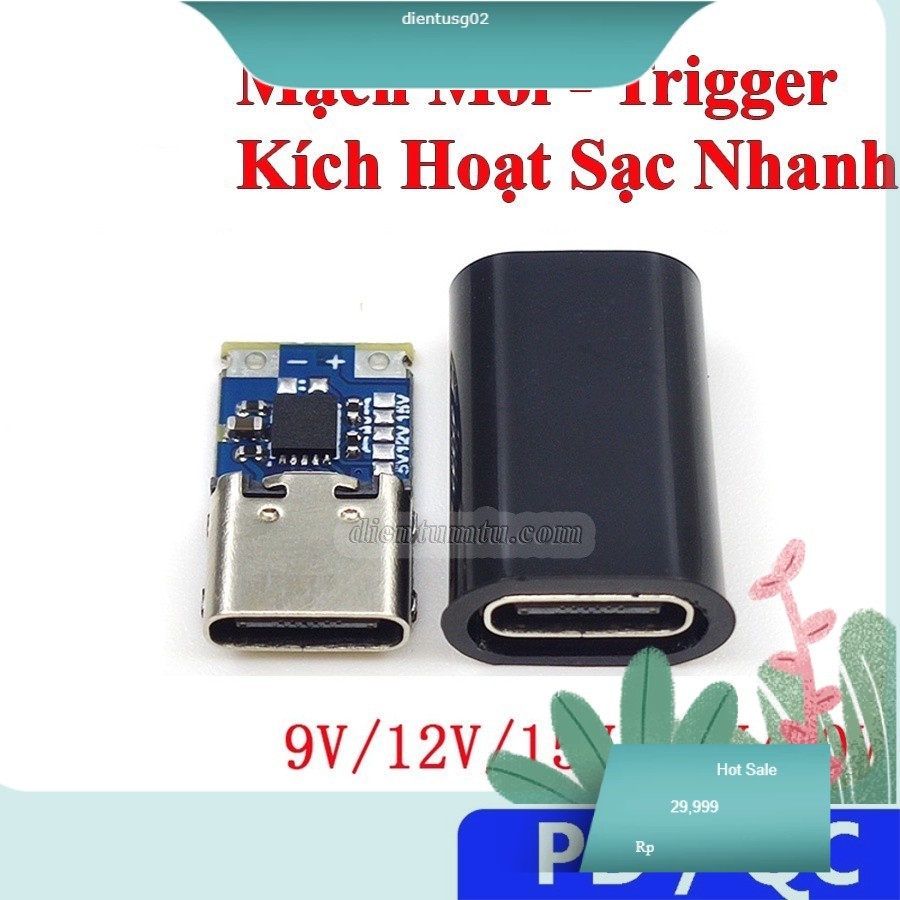 110 Module - Mạch Trigger Type-C - Mạch Mồi Kích Hoạt Sạc Nhanh QC2.0 PD2.0 Lấy Nguồn DC 9V 12V 15V 