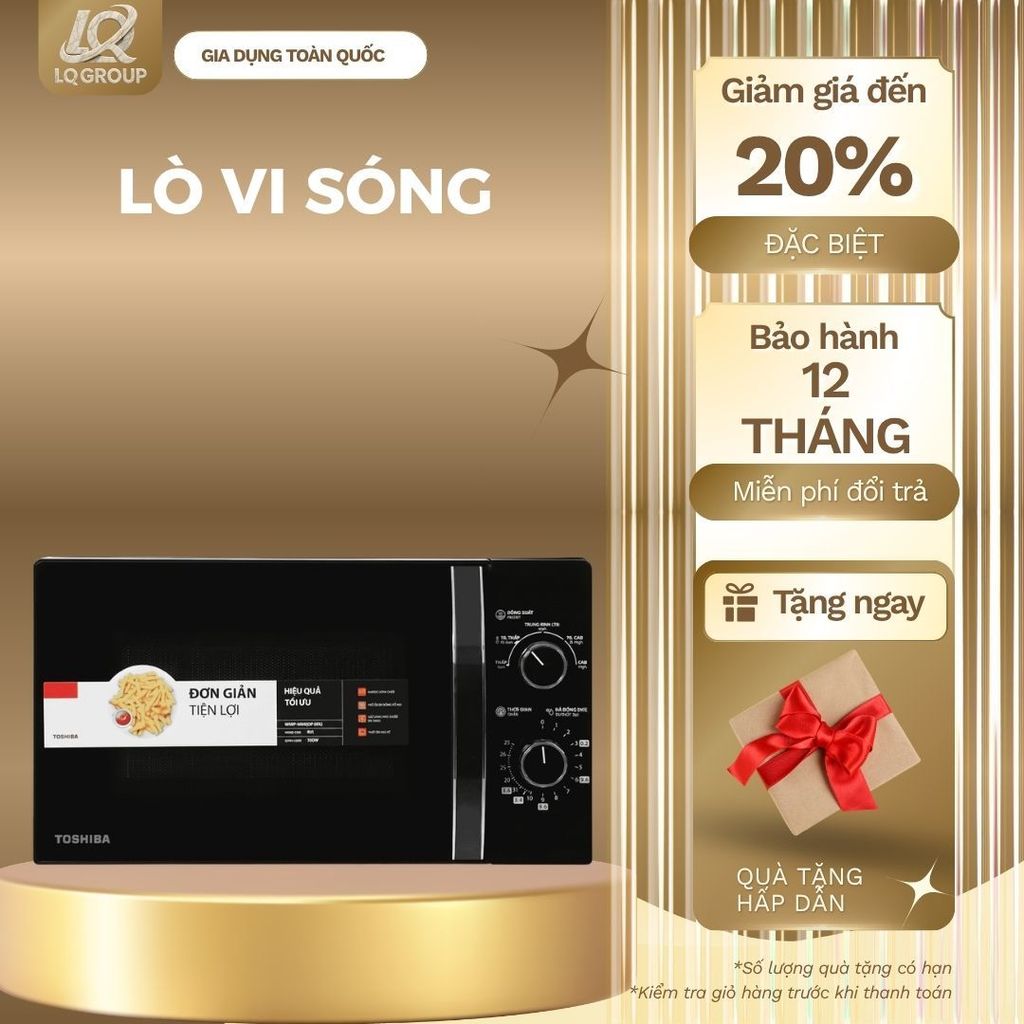 LQ-Lò vi sóng Toshiba 20 lít MWP-MM20P(WH) / MW2-­MM20P(BK) - Hàng chính hãng Bảo hành 12 tháng