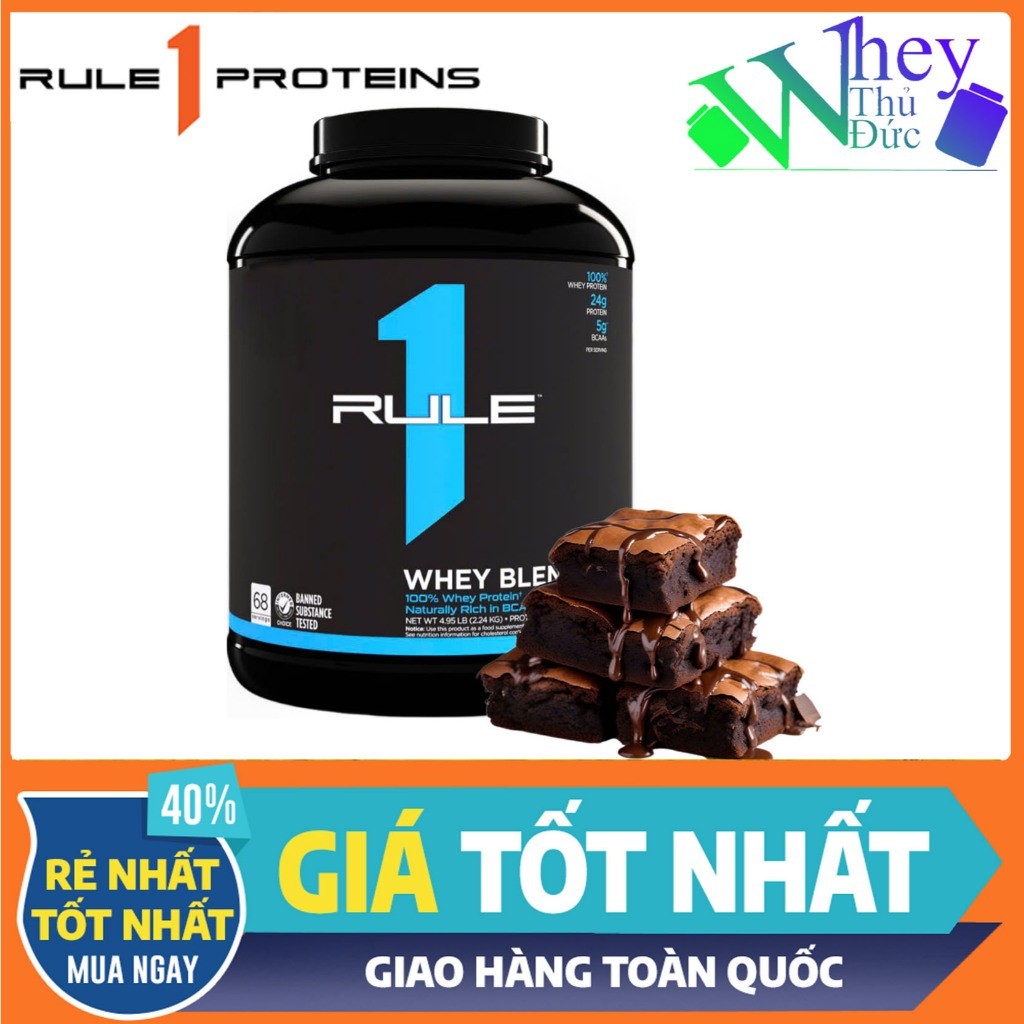 Whey Blend Rule 1 5LBS vị Choco Fudge – Kết Hợp Isolate & Concentrate, Hỗ Trợ Tăng Cơ Toàn Diện (2.2