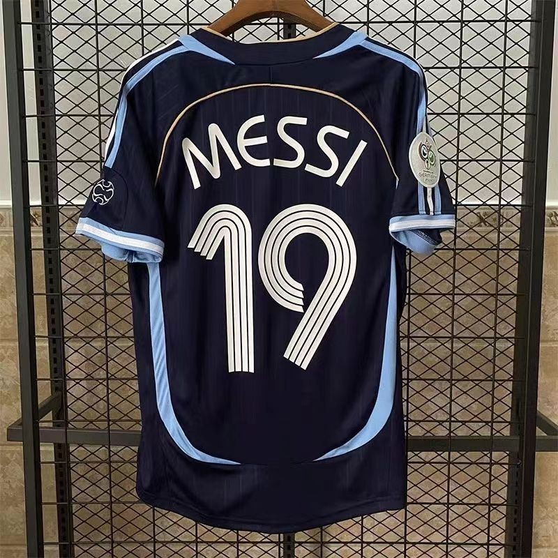 Áo đấu sân nhà và sân khách World Cup 2006 của Argentina No. 19 Messi No. 10 Áo bóng đá cổ điển Riqu