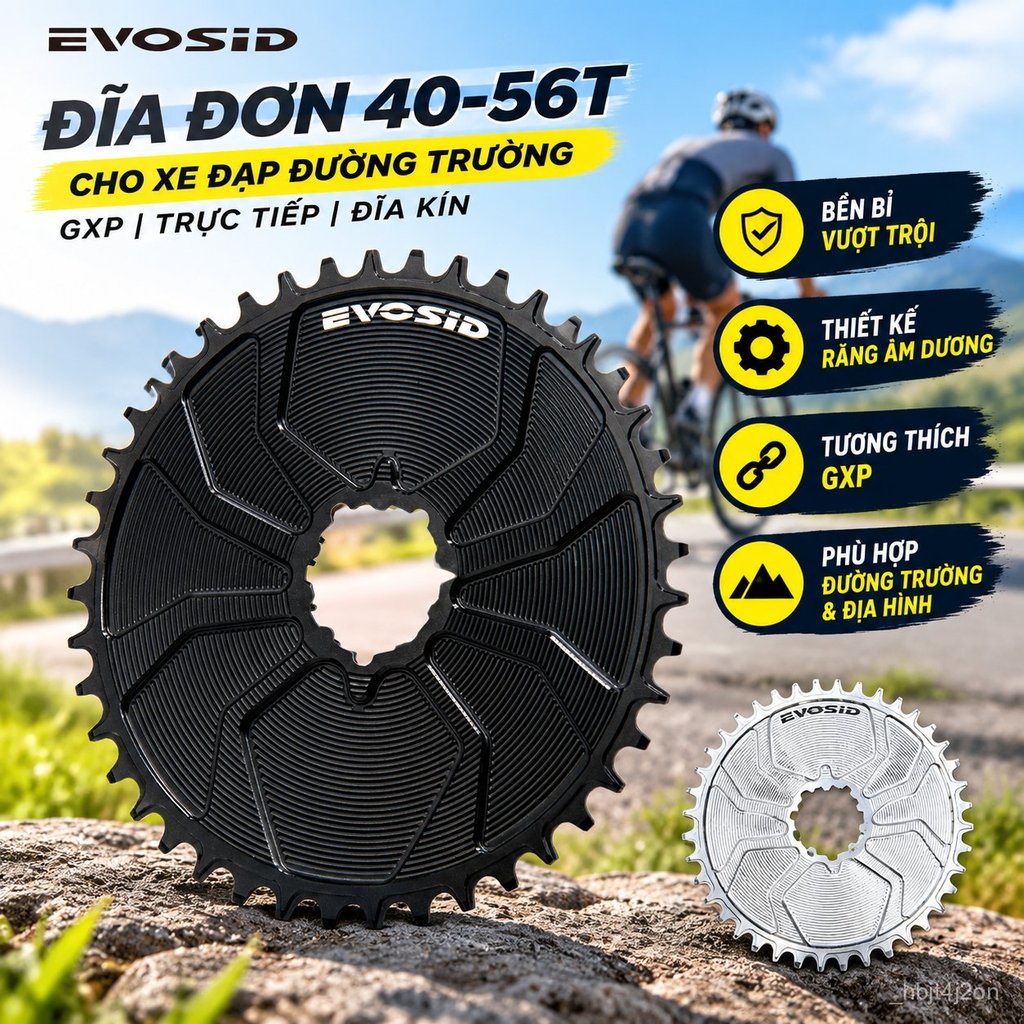 Đĩa xe đạp đường trường 40-56T răng âm dương, GXP trực tiếp, nhẹ bền, giao nhanh