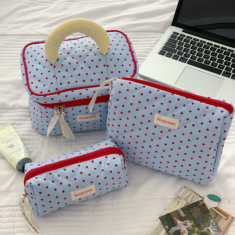 | makeup bags | 【mini cosmetic bags】 travel cosmetic bags ♜Túi Đựng Mỹ Phẩm Blue Love Nữ Dung Tích L