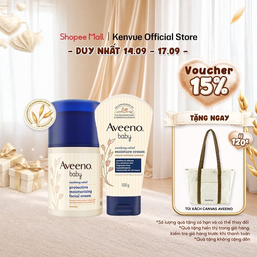 CB2 Kem dưỡng ẩm mặt Aveeno Baby  48g & Kem dưỡng ẩm Aveeno Baby  Relief Moisture Cream 100g