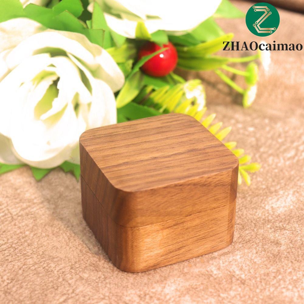 ZHAOcaimao Hộp đựng nhẫn gỗ Spade ZHAOCAIMAO, Hộp đựng nhẫn sang trọng 1 / 2 khe, Hộp đựng nhẫn đóng