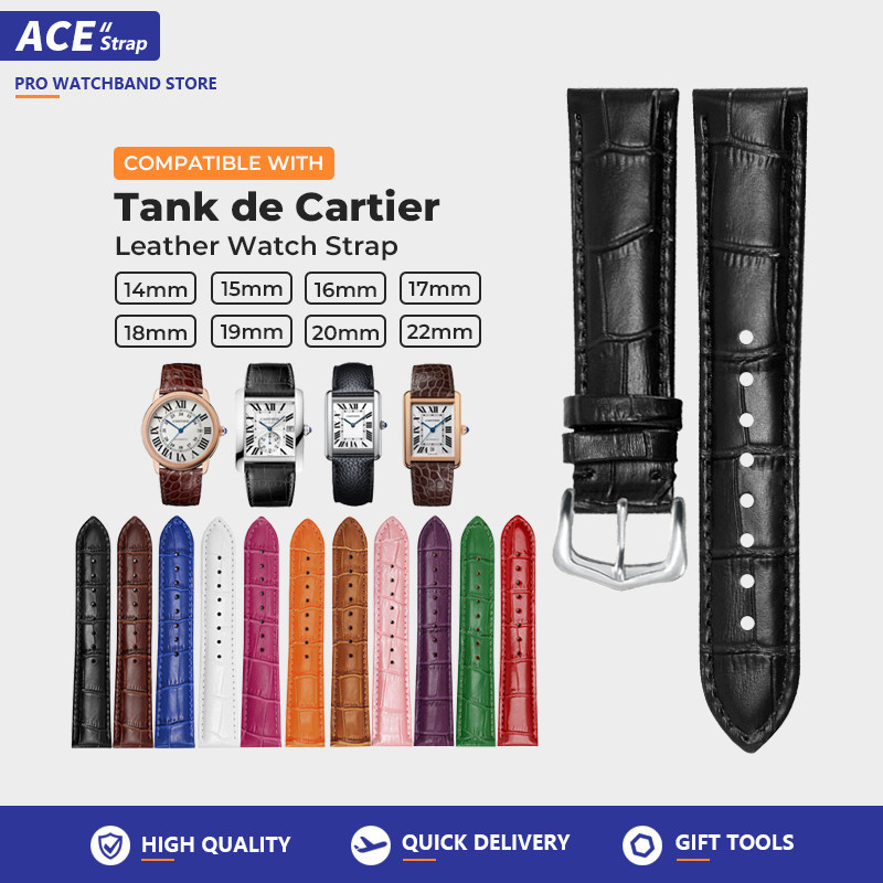 Tương thích với CARTIER Tank MC Series Tank Solo Clé de Cartier Nam Nữ Lớn Vừa Nhỏ Dây Đeo Đồng Hồ B