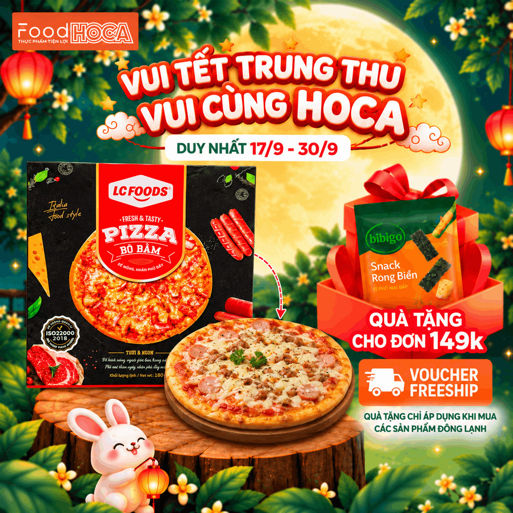 [GIAO HỎA TỐC HCM] Pizza Bò Bằm LC Foods 140G - Pizza Đông Lạnh Ăn Sáng Shop HOCA FOOD