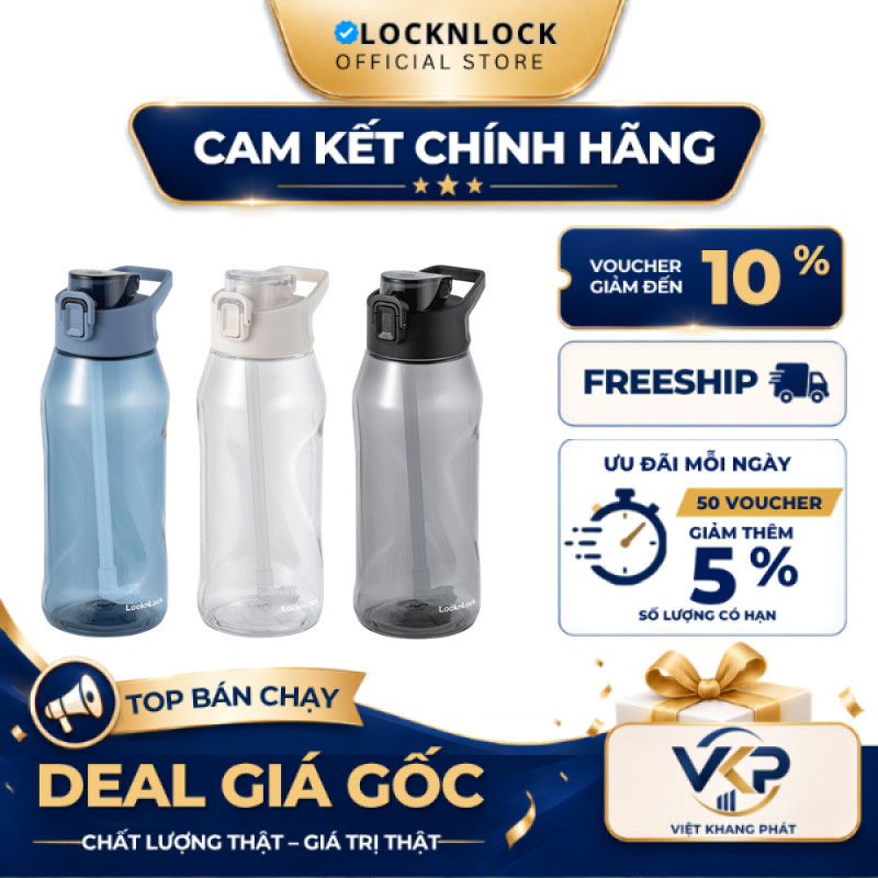 Bình nước nhựa Tritan 1.05 Lít LocknLock , Kèm ống hút One-Touch Sports Bottlen ABF926, Nhiều Màu - 
