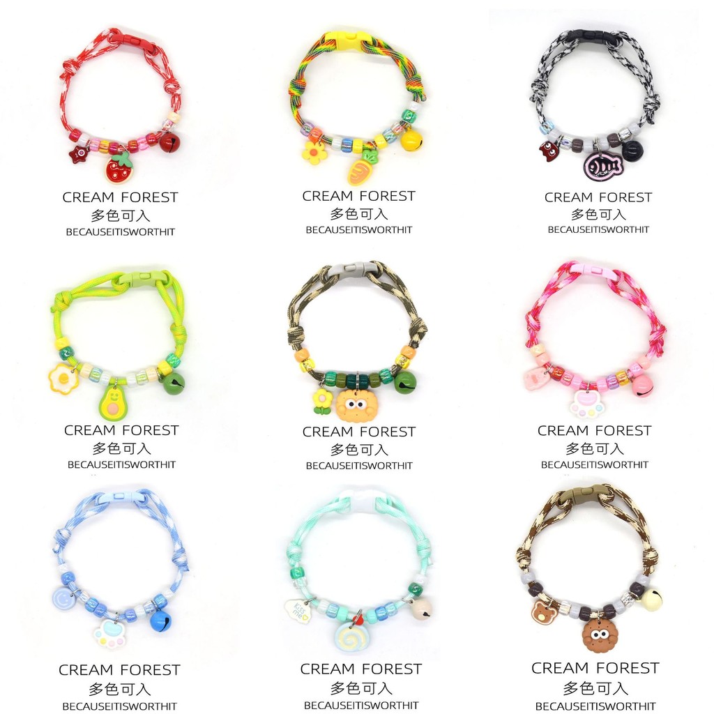 Vòng cổ thú cưng dễ thương, vòng cổ dệt chó con có thể điều chỉnh, vòng cổ mèo con kèm chuông và phụ kiện, quà tặng ngày lễ.