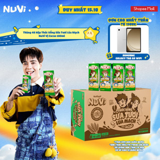 Thùng 48 Hộp Thức Uống Sữa Tươi Lúa Mạch NuVi Vị Cacao 180ml