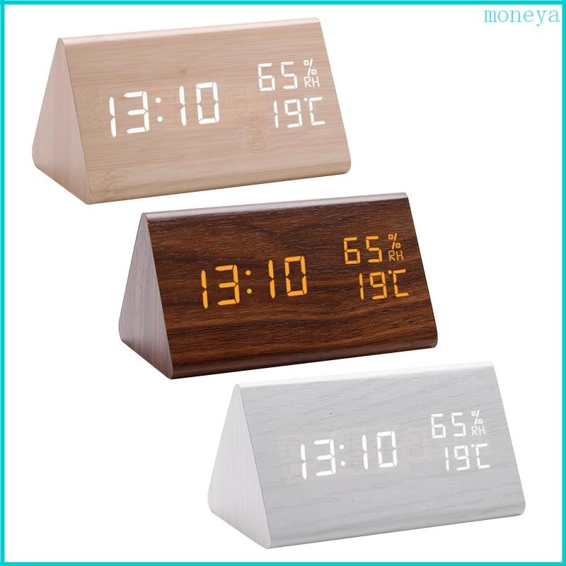 Digital Clock  Triangular Led Alarm Clock Table Humidity Temperature