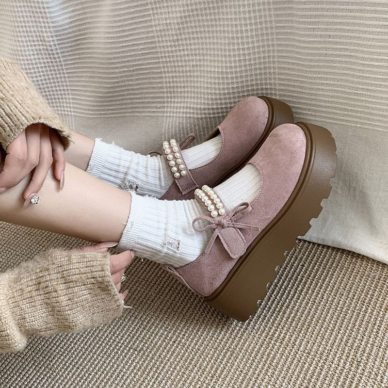 Giày Mary Jane Nữ 7cm,Da lộn, răng chống trượt(size35-40)