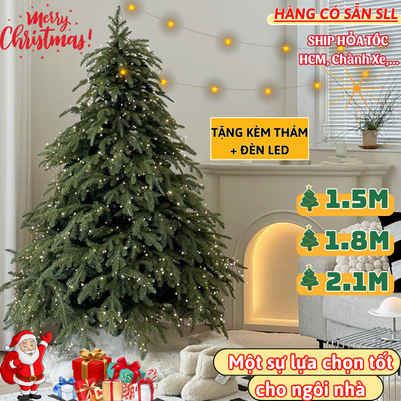 Cây Thông Noel Joful Home PE+PVC Xanh, Trang Trí Giáng Sinh Lung Linh Với LED