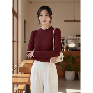  MS385 Áo kiểu nữ giữ nhiệt cổ 3p phối bèo xinh xắn chất liệu lông thỏ siêu mềm mịn 