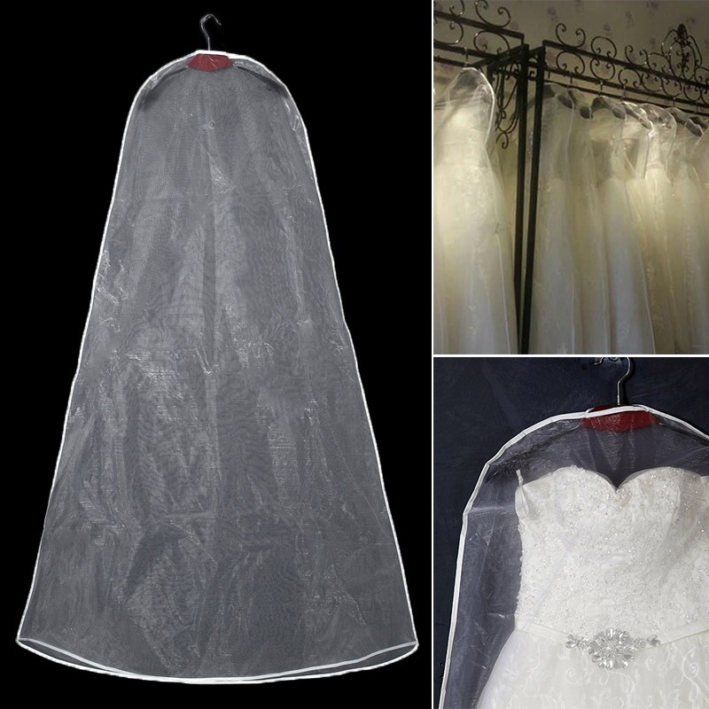 180cm Bridesmaid Wedding Dress Cover Bridal Gown Garment Storage Perspective Bag