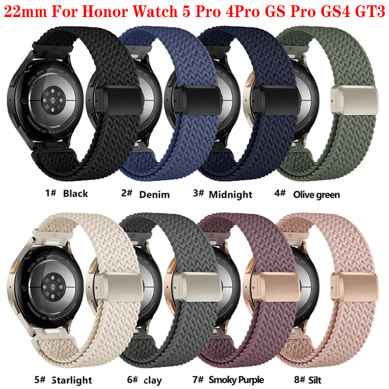 Dây đeo từ tính Nylon 22mm cho Honor Watch 5 Pro 4Pro GS Pro GS4 GS3 Dây đeo cổ tay thể thao phổ thô
