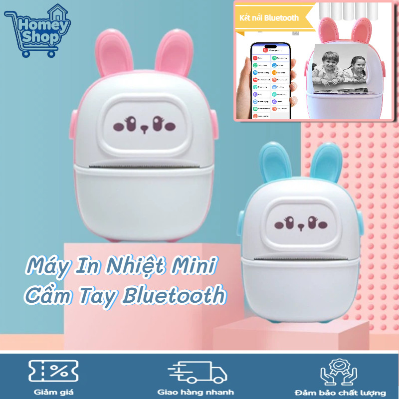 Máy In Nhiệt Mini Cầm Tay Bluetooth,In Nhãn Dán & Hình Ảnh Không Cần Mực,Tương Thích IOS/Android