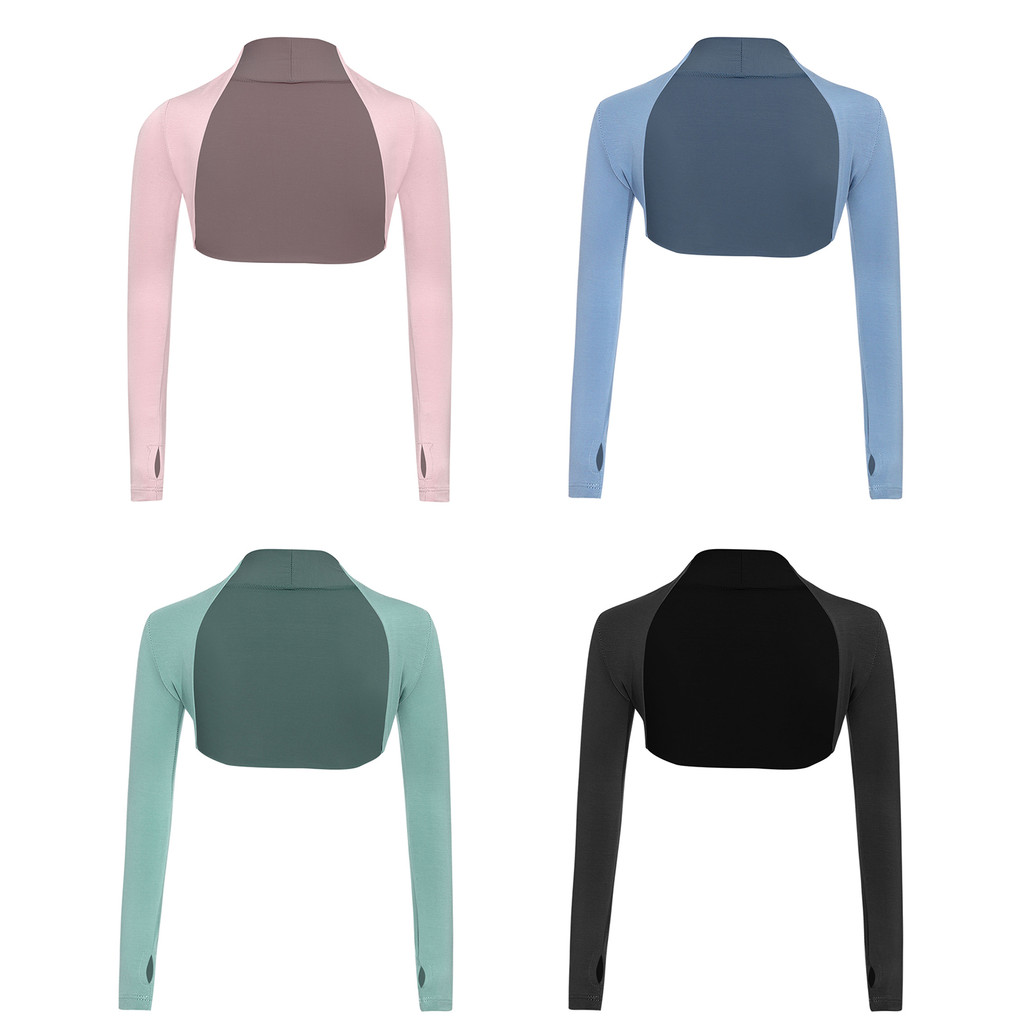 Yartina Trẻ Em Bé Gái Dài Tay Khiêu Vũ Áo Mở Phía Trước Crop Top Ba Lê Quấn Bolero Ấm Lên Đồ Khiêu V