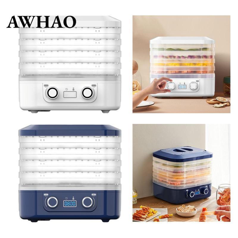 Máy Sấy Thực Phẩm AWHAO Có Thể Điều Chỉnh Nhiệt Độ 5 Lớp Mất Nước Máy Sấy Trái Cây Di Động Cho Chó Đồ Ăn Nhẹ Thịt Bò