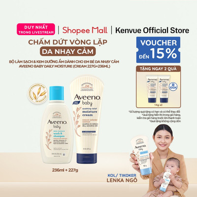 [KOL] Bộ Sữa Tắm Gội & Kem Dưỡng Ẩm Bé Da Nhạy Cảm Aveeno Baby Soothing Relief Moisture Cream (cream 227g+ wash 236ml)